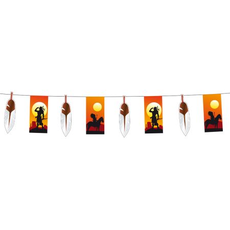 Decorative garland with Indians and feathers-4m