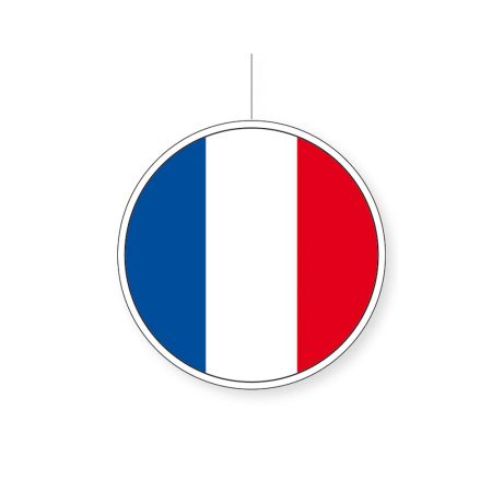 Hanging paper with French flag print 14cm