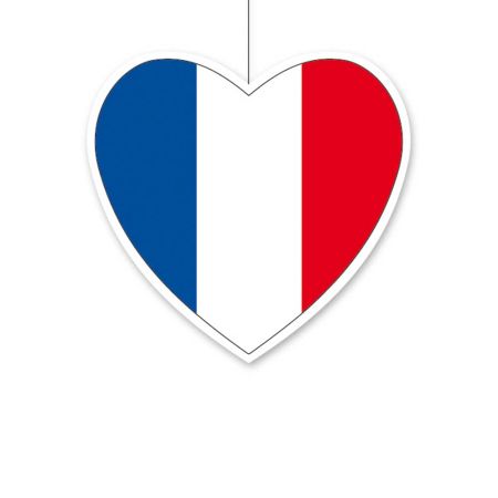 Κρεμαστή χάρτινη καρδιά με σημαία της Γαλλίας 14cm