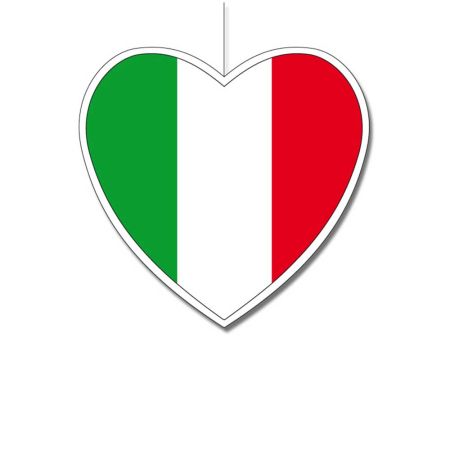 Hanging paper heart with Italy flag print 14cm