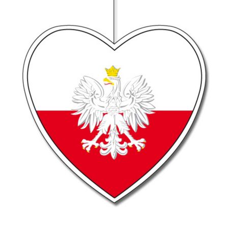 Κρεμαστή χάρτινη καρδιά με σημαία της Πολωνίας  28cm