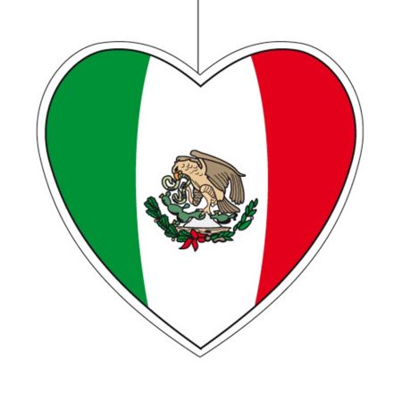 Κρεμαστή χάρτινη καρδιά με σημαία του Μεξικό 28cm