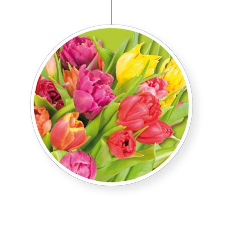 Decorative paper garland with tulips 28cm