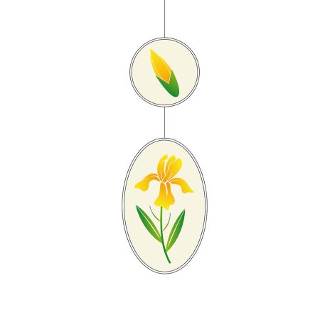 Decorative paper garland with flower Yellow 50x18cm