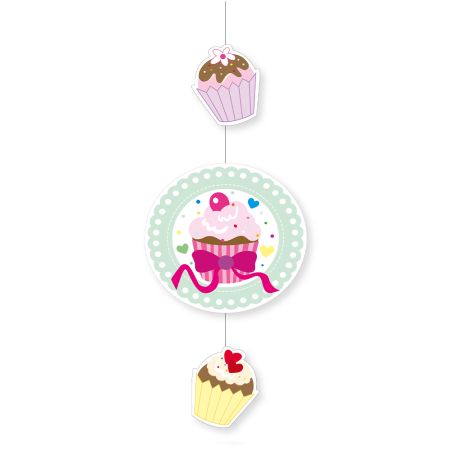 Decorative paper garland with cupcakes 70x28cm