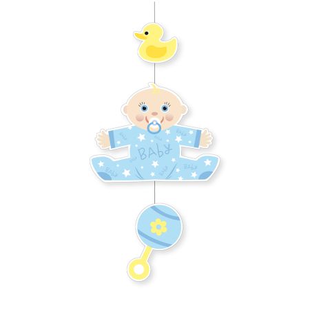 Decorative paper garland with baby and duck Blue 75x36cm