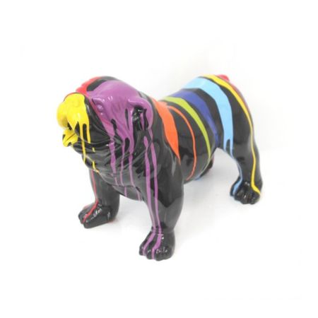 Διακοσμητικό σκυλάκι Μπουλντόγκ όρθιο πολύχρωμο - Μαύρο 55x34x43cm
