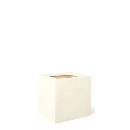 Decorative pot with stone look surface Cream 30x30cm