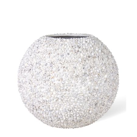 Decorative pot with natural shells White 70x60cm
