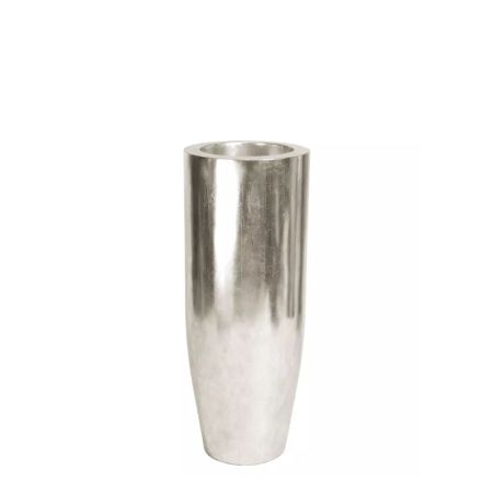 Decorative planter with shiny surface Silver 35x90cm