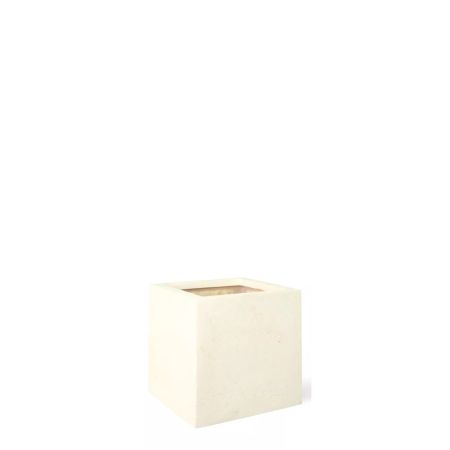 Decorative table pot with stone look surface Cream 18x18cm