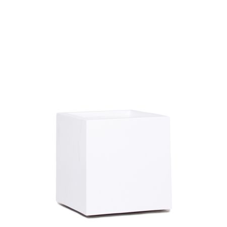 Decorative pot with glossy finish surface White 50x50x50cm