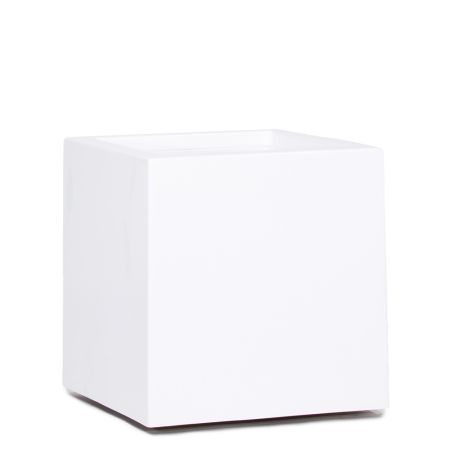 Decorative pot with glossy finish surface White 80x80x80cm