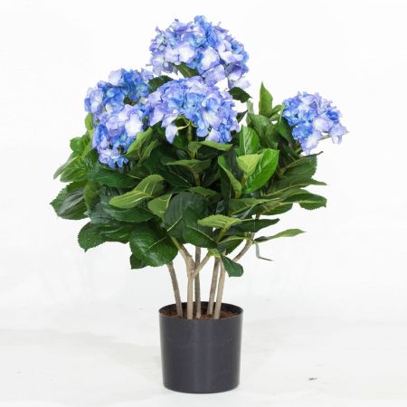 Διακοσμητικό τεχνητό φυτό Ορτανσία με Μπλε άνθη σε γλάστρα 55cm