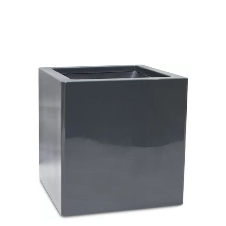 Decorative pot with glossy finish surface Charcoal 80x80x80cm
