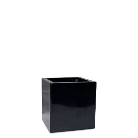 Decorative pot with glossy finish surface Black 40x40x42cm