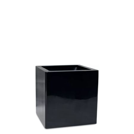 Decorative pot with glossy finish surface Black 50x50x50cm