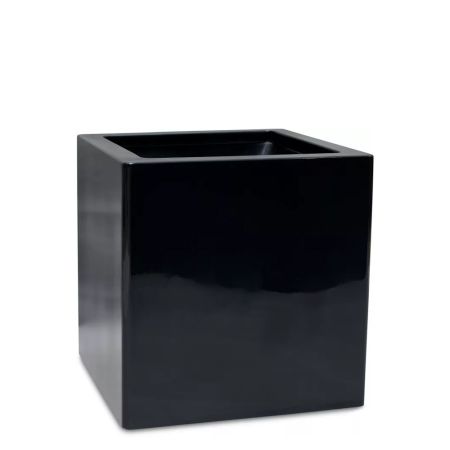 Decorative pot with glossy finish surface Black 80x80x80cm