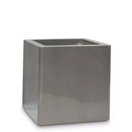 Decorative pot with glossy finish surface Grey 80x80x80cm