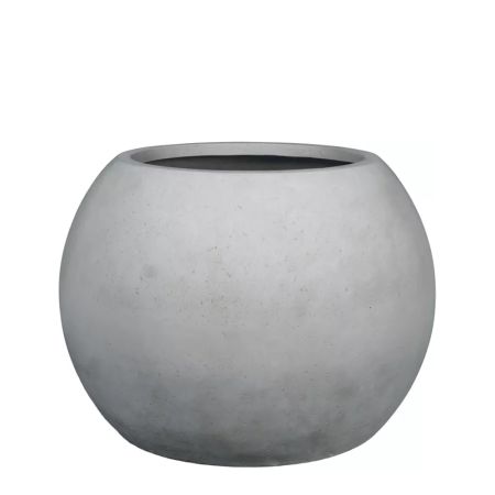 XL Decorative round pot with stone look surface Grey 80x57cm