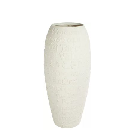Decorative planter - welcome - with stone look surface Cream 52x120cm