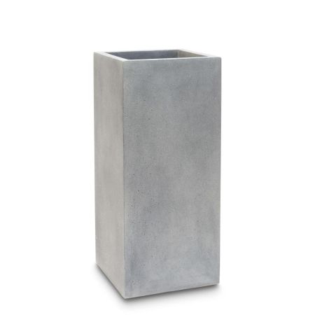 Decorative column shaped planter with stone look surface Grey 35x100cm