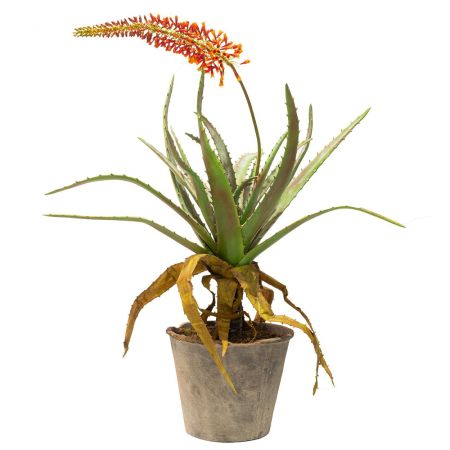 Decorative artificial Aloe plant with Orange blossoms in a pot 143cm