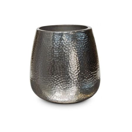 Decorative vase with forged surface Silver 32x31cm