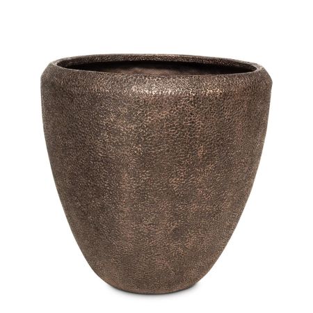 XL Decorative pot with embossed surface Bronze 80x80cm