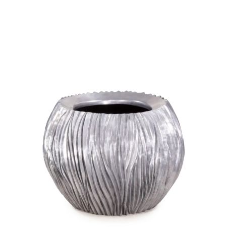Decorative pot with wave shaped surface Silver 80x60cm