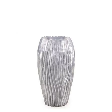 Decorative planter with wave shaped surface Silver 38x70cm