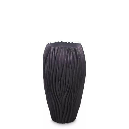 Decorative planter with wave shaped surface Black 38x70cm