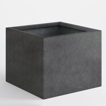 XL Decorative square pot with concrete look surface Anthracite 100x100x80cm