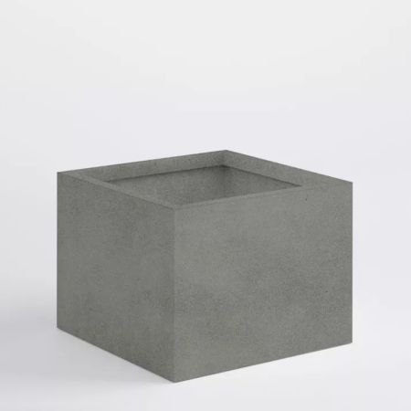 XL Decorative square pot with concrete look surface Grey 80x80x60cm
