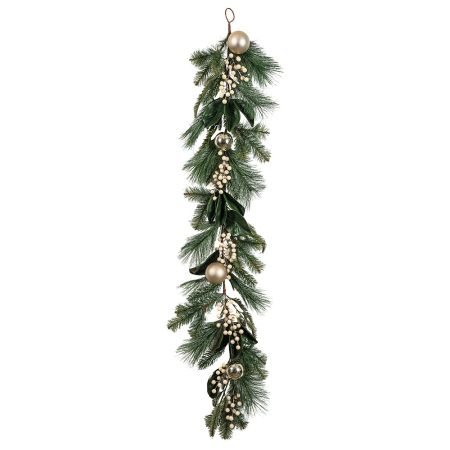 Χριστουγεννιάτικη γιρλάντα στολισμένη με μπάλες και Berries Πράσινο 150cm