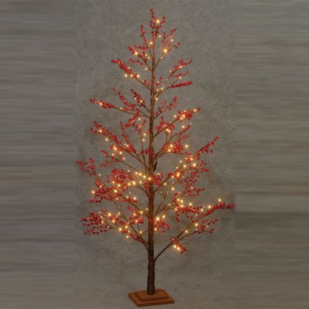 Φωτιζόμενο δέντρο με berries 168LED Κόκκινο/Θερμό 180cm IP20