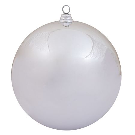 XL Διακοσμητική χριστουγεννιάτικη πλαστική μπάλα Ασημί γυαλιστερή 40cm