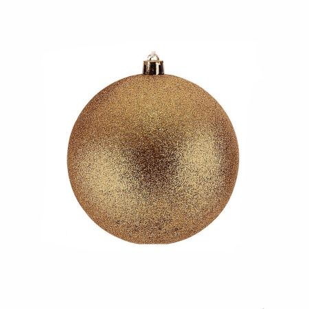 Σετ 4τμχ Χριστουγεννιάτικη μπάλα πλαστική με glitter Χρυσή 10cm 