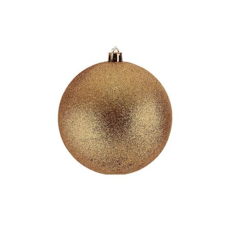 Σετ 6τμχ Χριστουγεννιάτικη μπάλα πλαστική με glitter Χρυσή 8cm 