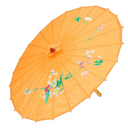 Διακοσμητική υφασμάτινη ομπρέλα με Κινέζικα μοτίβα Πορτοκαλί 55x80cm
