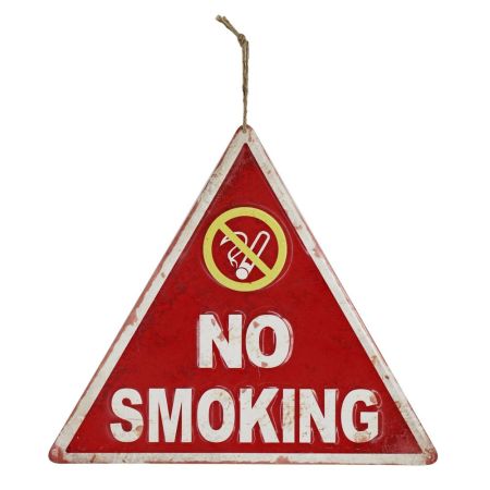 Διακοσμητική μεταλλική πινακίδα "NO SMOKING" Κόκκινο-Λευκό 40x35cm
