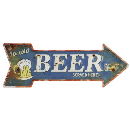 Διακοσμητική μεταλλική πινακίδα-Βέλος "Beer"  Μπλε 40x14cm