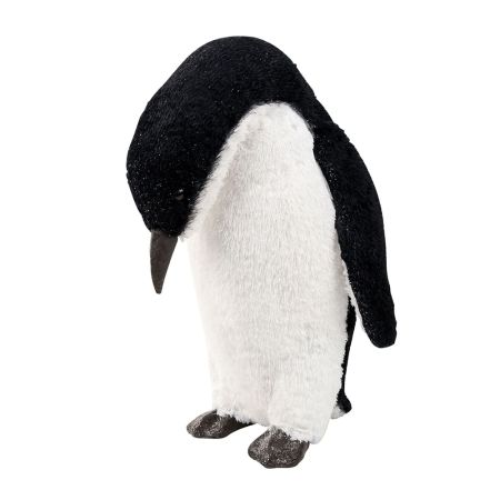Διακοσμητικός λούτρινος πιγκουίνος Λευκό-Μαύρο 45x39x70cm