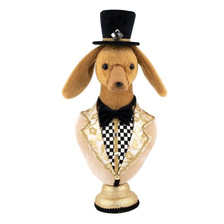 Decorative plush dog with tie Brown 24x21x55cm