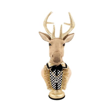 Decorative plush deer with bowtie Brown-Gold 42x24x70cm