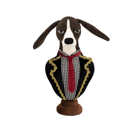 Decorative plush dog with tie Brown 23x20x48cm