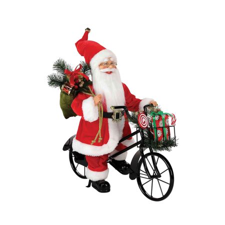 Κλασική φιγούρα - Άγιος Βασίλης πάνω σε ποδήλατο Κόκκινος 52x28x46cm