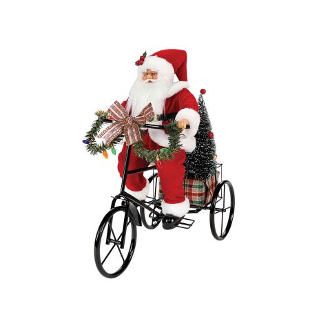 Κλασική φιγούρα - Άγιος Βασίλης πάνω σε ποδήλατο Κόκκινος 42x22x40cm