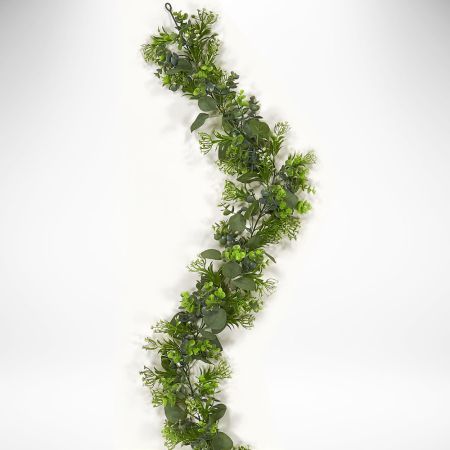 Διακοσμητική τεχνητή γιρλάντα με φύλλα ευκάλυπτου Πράσινη 170cm