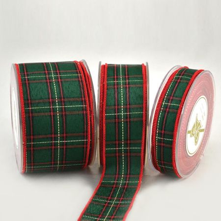 Christmas ribbon with plaid design Green 2,3cm / 4,3cm / 6,7cmx9m